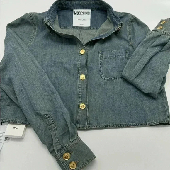 BNWT MOSCHINO Denim Crop Top style long sleeve - Picture 11 of 12